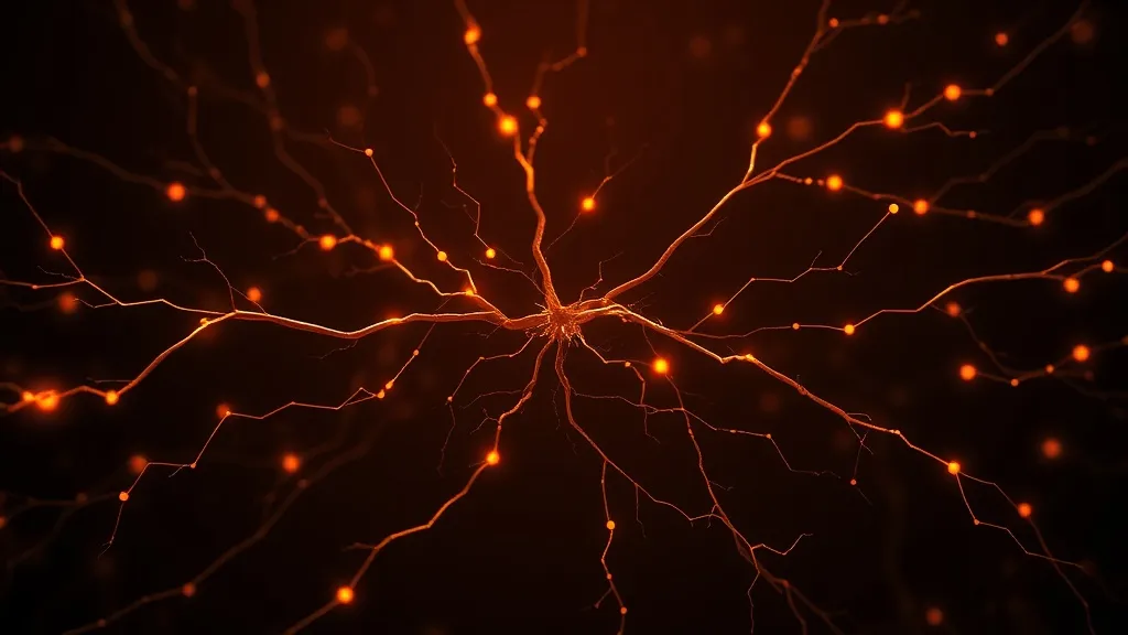 Abstract artistic representation of neural pathways glowing
