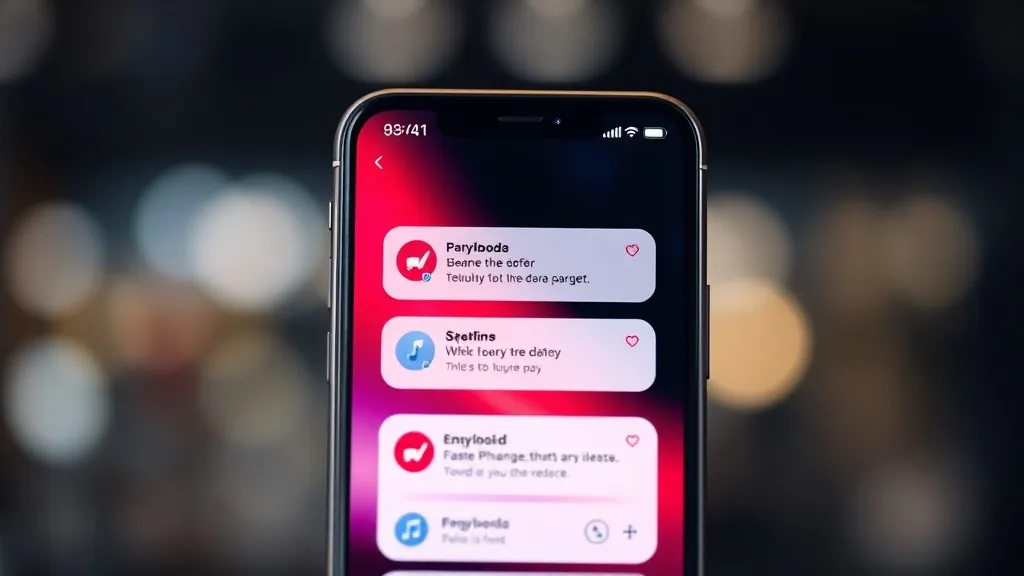 A sleek smartphone screen displaying a abstract shopping int