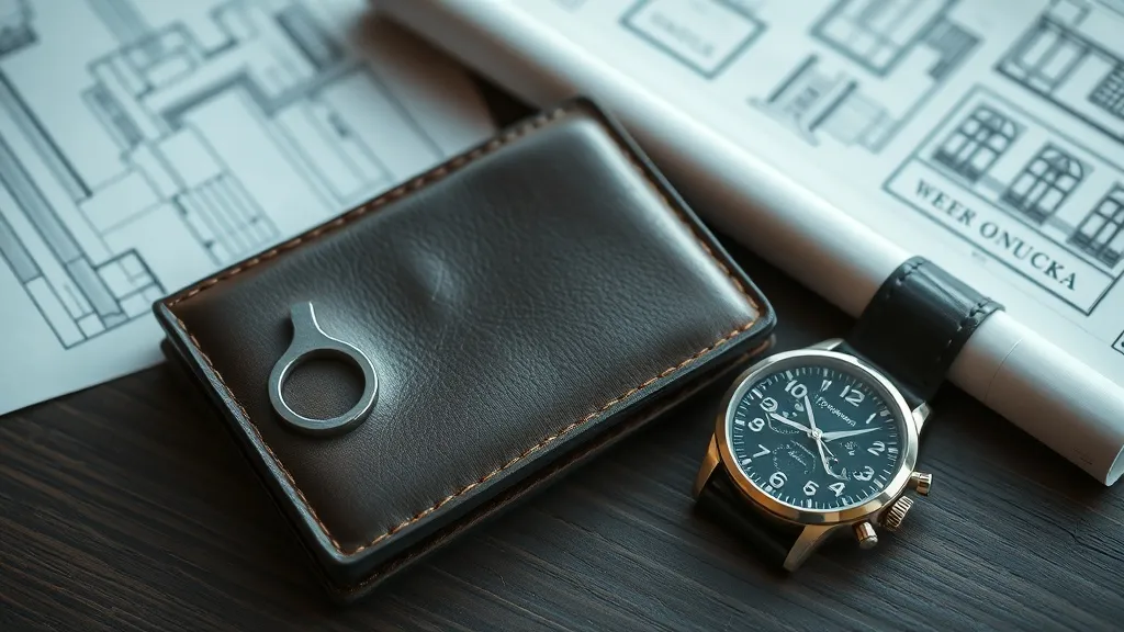 A close-up of a weathered leather wallet next to a set of ar